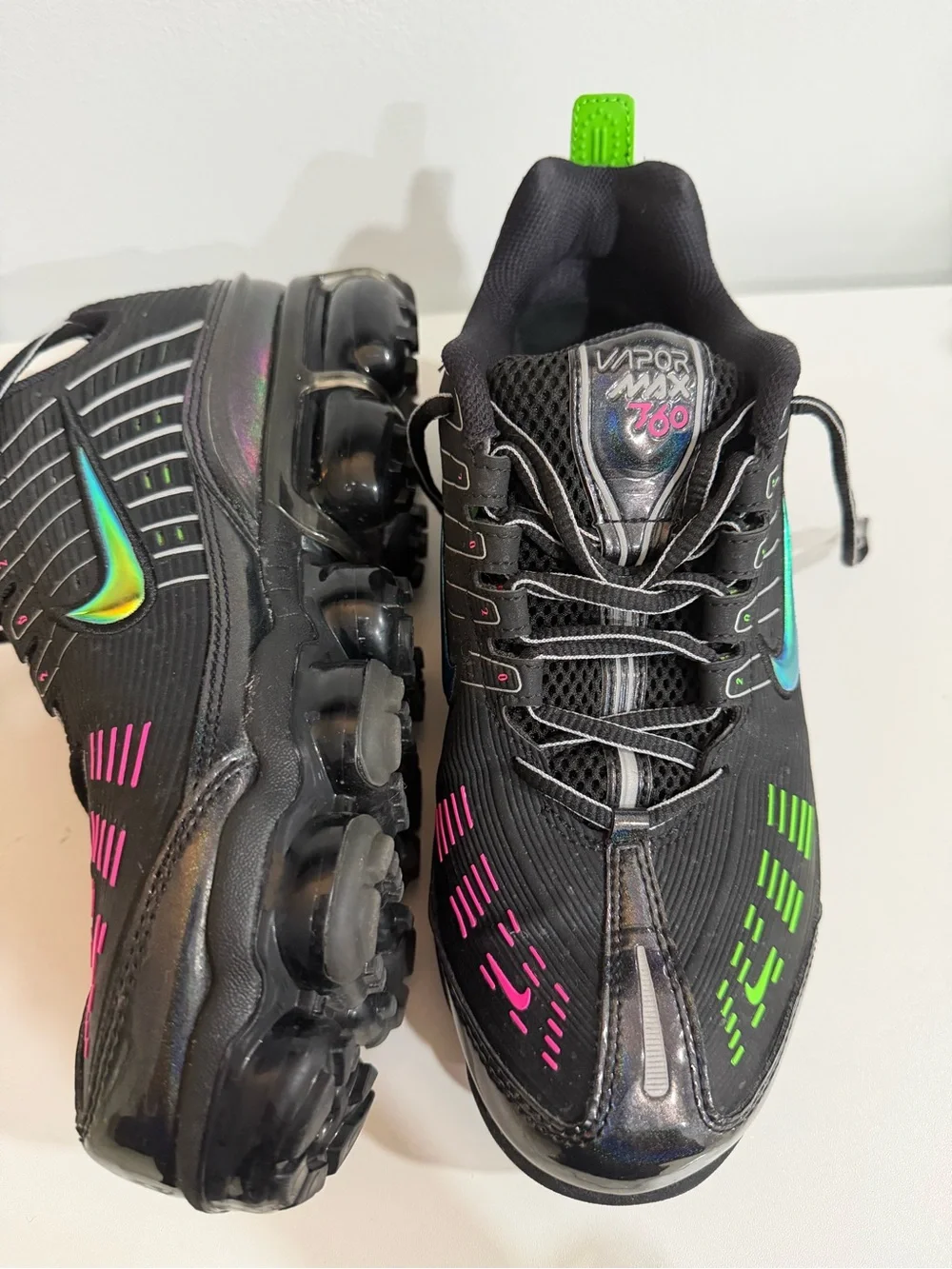 Nike Black Sneakers with Neon Green and Pink Accents
